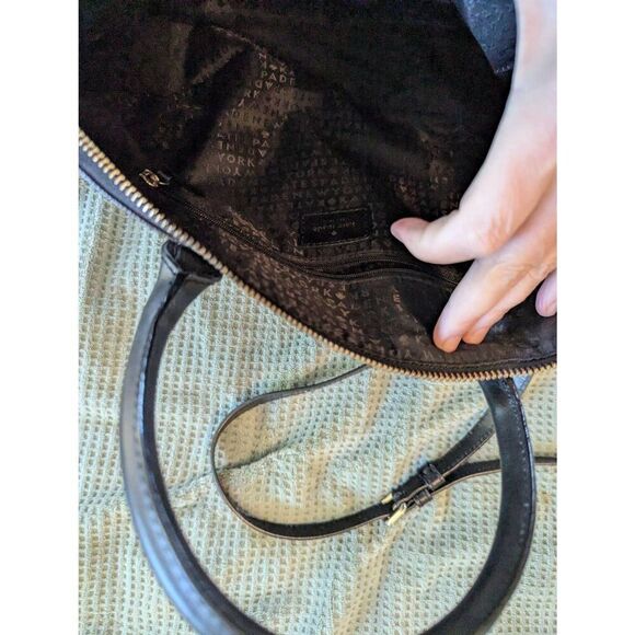 Kate Spade With Tag, Handbag Shoulder 2Way Border Logo White Black Jet Bag - Picture 4 of 10